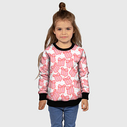 Свитшот детский Узор с розовыми бантами в горошек, цвет: 3D-черный — фото 2