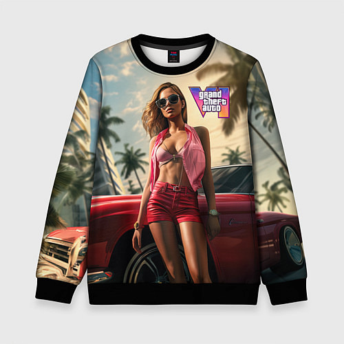 Детский свитшот Девушка GTA 6 / 3D-Черный – фото 1