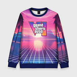 Свитшот детский GTA 6 Vaporwave, цвет: 3D-синий