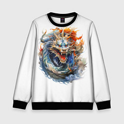 Свитшот детский Портрет китайского дракона символа Нового года, цвет: 3D-черный