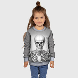Свитшот детский Скелет черно белый, цвет: 3D-меланж — фото 2