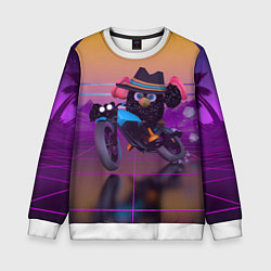 Свитшот детский Чёрный Гусь на мотоцикле Чикен Ган, цвет: 3D-белый