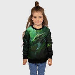 Свитшот детский Зеленый лесной дракон 2024, цвет: 3D-черный — фото 2