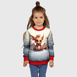 Свитшот детский Маленький дракоша на снежном фоне, цвет: 3D-красный — фото 2