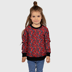 Свитшот детский Красные драконы паттерн, цвет: 3D-черный — фото 2