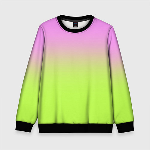 Детский свитшот Розовый и ярко-зеленый градиент / 3D-Черный – фото 1