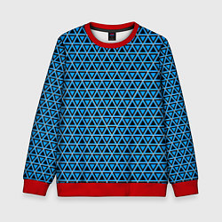 Свитшот детский Синие и чёрные треугольники, цвет: 3D-красный