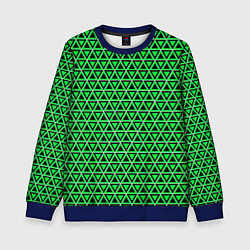 Свитшот детский Зелёные и чёрные треугольники, цвет: 3D-синий