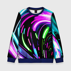 Свитшот детский Неоновая экспрессивная абстракция, цвет: 3D-синий