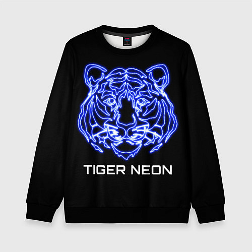 Детский свитшот Tiger neon art / 3D-Черный – фото 1