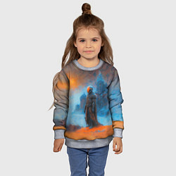 Свитшот детский Бродячий футуристичный рыцарь, цвет: 3D-меланж — фото 2