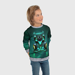 Свитшот детский Болид на неоновых волнах, цвет: 3D-меланж — фото 2