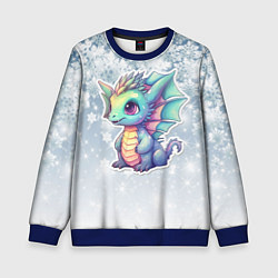 Свитшот детский Маленький дракон новогодний, цвет: 3D-синий
