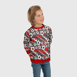Свитшот детский Футбол паттерны, цвет: 3D-красный — фото 2