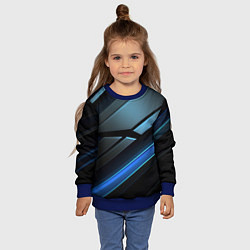 Свитшот детский Черная абстракция с синим неоновым ярким свечением, цвет: 3D-синий — фото 2