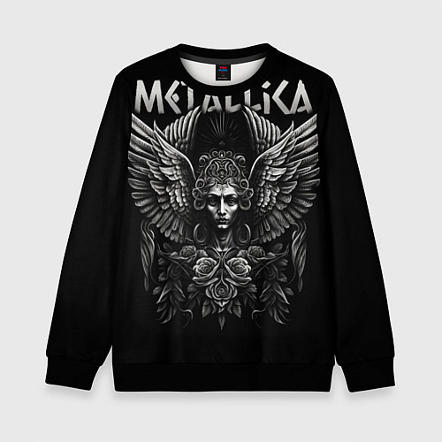 Детский свитшот Металлика на фоне ангела / 3D-Черный – фото 1