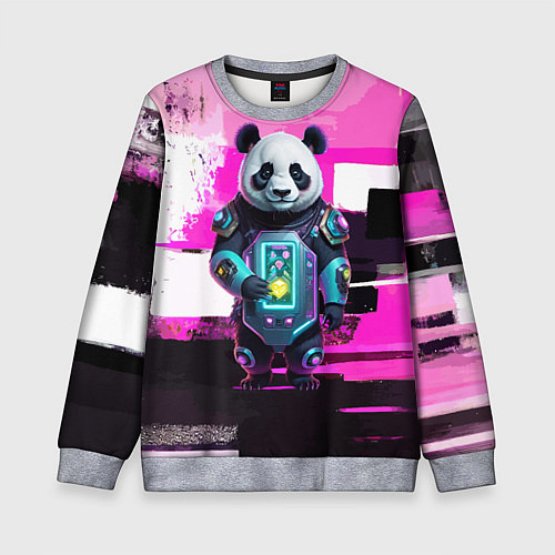 Детский свитшот Funny panda - cyberpunk / 3D-Меланж – фото 1