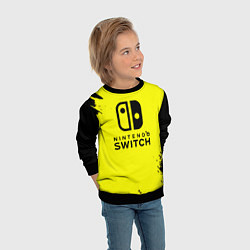 Свитшот детский Nintendo switch краски на жёлтом, цвет: 3D-черный — фото 2