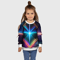 Свитшот детский Светящиеся лучи в квадрате, цвет: 3D-белый — фото 2