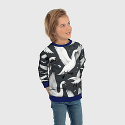 Свитшот детский Стая белых лебедей летящих в небе, цвет: 3D-синий — фото 2