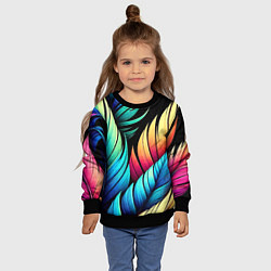 Свитшот детский Color feathers - neon, цвет: 3D-черный — фото 2