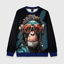 Свитшот детский Крутая обезьяна в очках, цвет: 3D-синий
