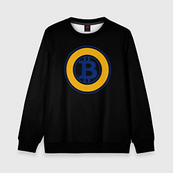 Свитшот детский Биткоин лого криптовалюта, цвет: 3D-черный