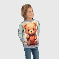Свитшот детский Медвежонок с сердечком 14 февраля, цвет: 3D-меланж — фото 2