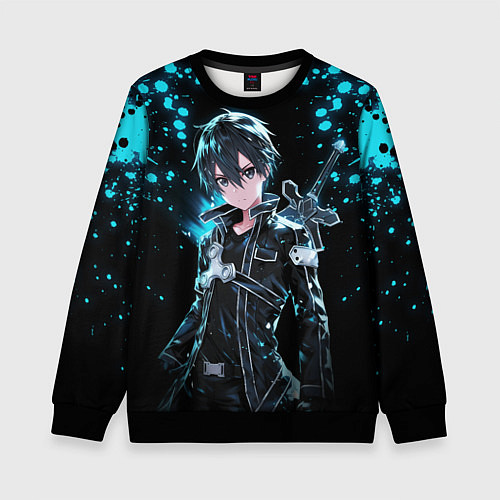 Детский свитшот Kirito - Мастера меча онлайн / 3D-Черный – фото 1