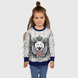 Свитшот детский Волк белый герб России, цвет: 3D-синий — фото 2