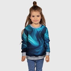Свитшот детский Синяя абстракция в виде волн, цвет: 3D-меланж — фото 2