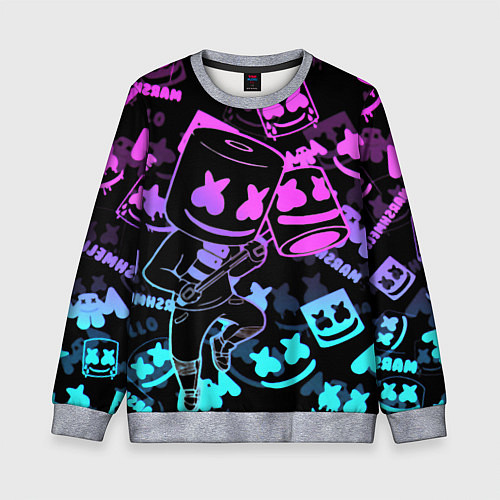 Детский свитшот Marshmello neon pattern / 3D-Меланж – фото 1