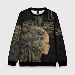 Свитшот детский Киборг с женским лицом, цвет: 3D-черный