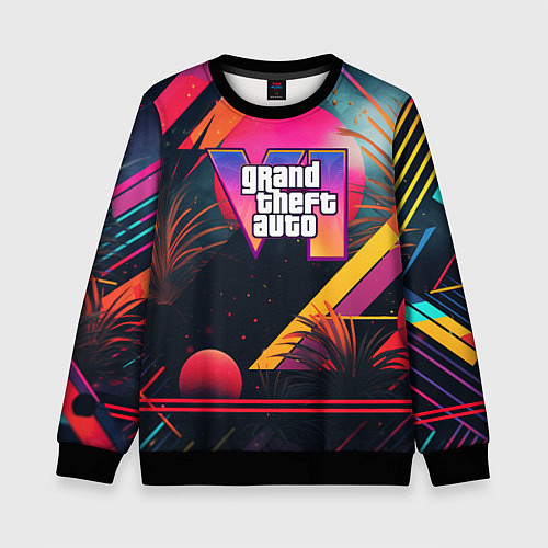 Детский свитшот GTA 6 logo абстракция яркая / 3D-Черный – фото 1