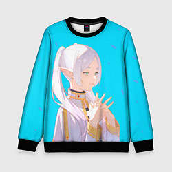 Свитшот детский Frieren: Blue Pattern, цвет: 3D-черный