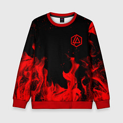 Свитшот детский Linkin Park красный огонь лого, цвет: 3D-красный