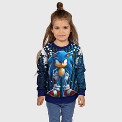 Свитшот детский Sonic - splash and logo, цвет: 3D-синий — фото 2