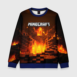 Свитшот детский Огненный minecraft логотип, цвет: 3D-синий