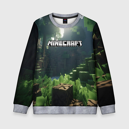 Детский свитшот Minecraft logo world / 3D-Меланж – фото 1