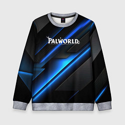 Свитшот детский Palworld logo blue neon abstract, цвет: 3D-меланж