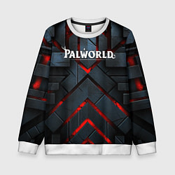 Свитшот детский Palworld logo камни и красный свет, цвет: 3D-белый