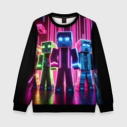 Свитшот детский Minecraft characters - neon glow, цвет: 3D-черный