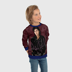 Свитшот детский Michael Jackson на бордовом фоне, цвет: 3D-синий — фото 2