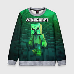 Свитшот детский Minecraft персонаж зеленый монстр, цвет: 3D-меланж