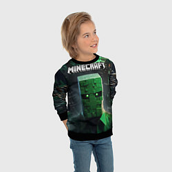 Свитшот детский Minecraft зеленый персонаж каменные джунгли, цвет: 3D-черный — фото 2
