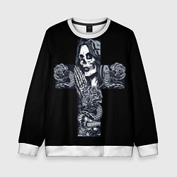 Свитшот детский Santa muerte cross, цвет: 3D-белый