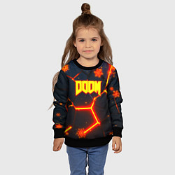 Свитшот детский Doom плиты лого в огне, цвет: 3D-черный — фото 2
