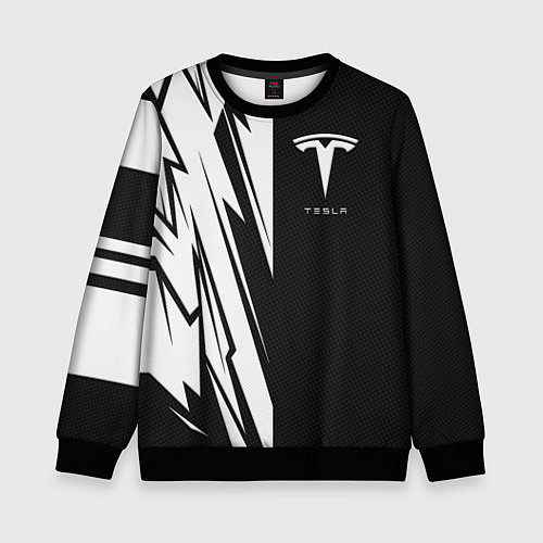 Детский свитшот Tesla - carbon texture / 3D-Черный – фото 1