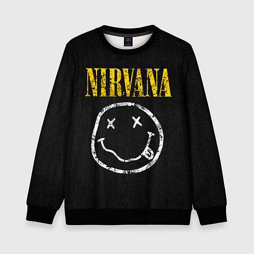 Детский свитшот Джинсовка с nirvana / 3D-Черный – фото 1