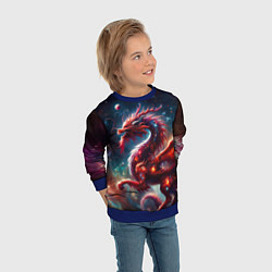 Свитшот детский Красный космический дракон, цвет: 3D-синий — фото 2